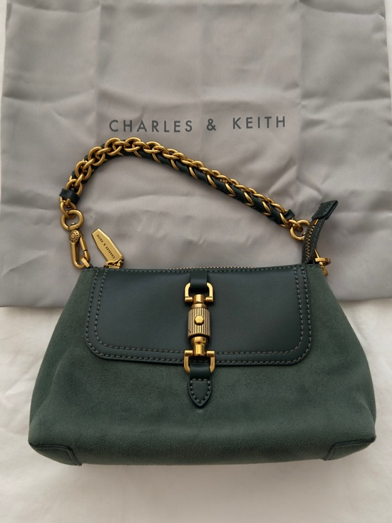 Charles & Keith Handbags - Charles & Keith Green Leather/Suede Crossbody Bag -NEW WITH TAG